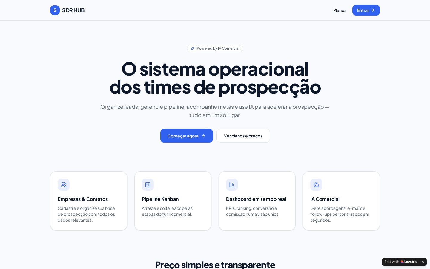 Página Sales Spark Hub